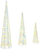 Ozdoby bożonarodzeniowe - vidaXL Choinka z 90 diodami LED 3 pcs Ciepła biel 20 x 20 x 80 cm PET - miniaturka - grafika 1