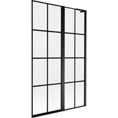 Parawany nawannowe - Mexen Mist L parawan nawannowy 2-skrzydłowy prawy 110 x 150 cm, czarna kratka, czarny - 8A9L-110-011-70-77-P - miniaturka - grafika 1