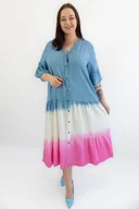 Sukienki - Zapinana Jeansowa Sukienka Ombre - Jeans-Biel-Róż UNI - miniaturka - grafika 1