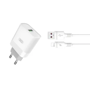 XO Ładowarka sieciowa L63 plus kabel 8-pin biała 1USB QC - Ładowarki do telefonów - miniaturka - grafika 1