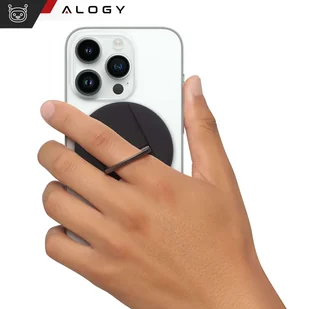 Uchwyt magnetyczny MagSafe Ring na telefon palec Alogy Holder mocowanie boczne do iPhone 14 13 12 do MacBook czarny - Statywy fotograficzne - miniaturka - grafika 4