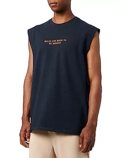 Koszulki męskie - Koton Męski tank top bez rękawów z logo Embroidered Tissued Crew Neck, Granatowy (704), S - grafika 1