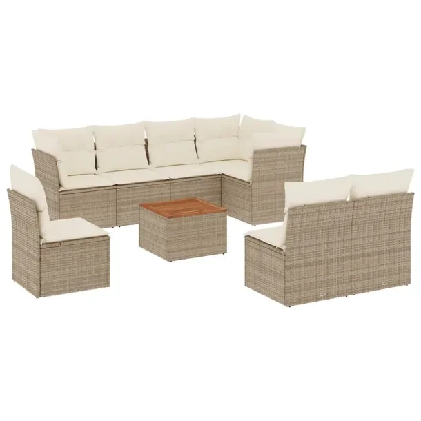 Zestaw mebli ogrodowych z rattanem PE, beżowy, wymiary: 62x62x69 cm, 55x62