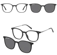 Okulary korekcyjne, oprawki, szkła - Owalne okulary pod korekcję z polaryzacyjną nakładką przeciwsłoneczną CLIP-TRC-194-1 - miniaturka - grafika 1