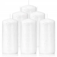 Świece - Świece ozdobne białe walec kokon 12/6 zestaw 6 szt - miniaturka - grafika 1