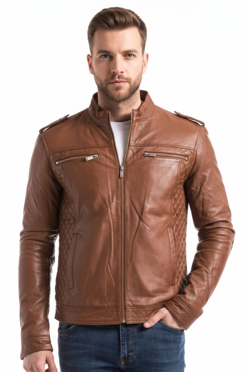 Kurtka męska skórzana Blue Wellford Brisbane jasno brązowa-M