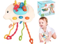 Zabawki sensoryczne - Sensoryczna Zabawka Gryzak SŁONIK KOLOROWE Linki MONTESSORI Przeplatanka - miniaturka - grafika 1