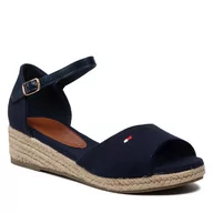 Espadryle damskie - Tommy Hilfiger Espadryle Rope Wedge Sandal T3A7-32185-0048 M Blue 800 - miniaturka - grafika 1