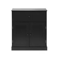 Szafy - Rebecca Mobili Niski Szafa Szafka Oszczędzająca Miejsce z Szufladą 2 Drzwi Czarny Wielofunkcyjny - miniaturka - grafika 1