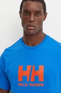 Koszulki męskie - Helly Hansen t-shirt bawełniany HH LOGO męski kolor niebieski z nadrukiem 30396 - miniaturka - grafika 1