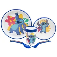 Akcesoria do karmienia - Disney Stitch - Antypoślizgowy zestaw naczyń do mikrofali 5 szt. (talerz, miska, kubeczek, widelec, łyżeczka) - miniaturka - grafika 1