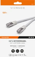 Kable miedziane - VIVanco™Wysokiej jakości kabel sieciowy CAT6, kabel LAN z wtyczką RJ45, ekranowany, do 250 MHz, 5m - miniaturka - grafika 1