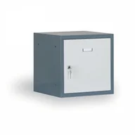Szafy i regały magazynowe - Alfa 3 Pojedyńcze schowki 300x300x300 mm, korpus ciemnoszary, drzwi szare 126353 - miniaturka - grafika 1