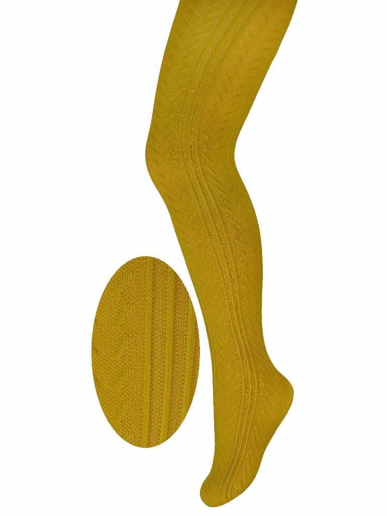 Dziewczęce rajstopy microfibra 3 D jodełka musztardowe Milusie r.128/134