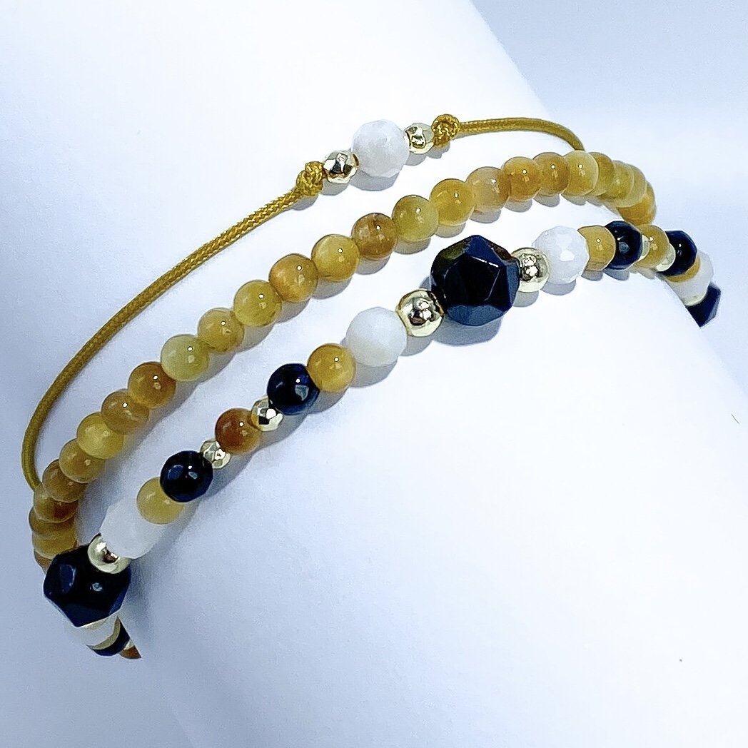 Zestaw Bransoletek z Kamieni Naturalnych KiANU - Złote Tygrysie Oko, Onyks, Kamień Księżycowy, Hematyt