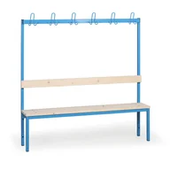 Meble do szkół i przedszkoli - B2B Partner Ławka szatniowa z wieszakiem, siedzisko - listwy, długość 1500 mm, niebieska 179316 - miniaturka - grafika 1