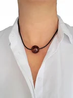 Naszyjniki - Naszyjnik bursztyn koniakowy kulka 30mm rzemyk - miniaturka - grafika 1