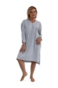 Bielizna nocna - KOSZULA NOCNA DAMSKA M BAWEŁNIANA DŁUGI RĘKAW ZA KOLANO DLA MAMY BABCI SZARA - miniaturka - grafika 1