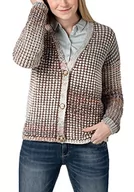 Kurtki damskie - Timezone Damska kurtka z dzianiny Puffy Cardigan, Beżowy brązowy Multicolor, L - miniaturka - grafika 1