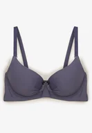 Biustonosze - Granatowy Klasyczny Biustonosz z Kokardką i Regulowanymi Ramiączkami Hakkima - miniaturka - grafika 1