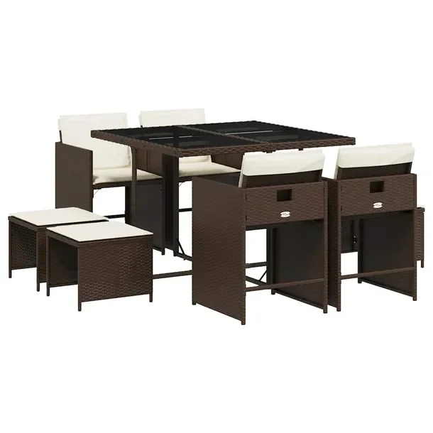 Zestaw mebli ogrodowych Rattan PE brązowy 110x106x73 cm