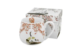 Kubek do kawy i herbaty porcelanowy, baryłka DUO SAKURA I ŻURAWIE 430 ml - Kubki - miniaturka - grafika 1