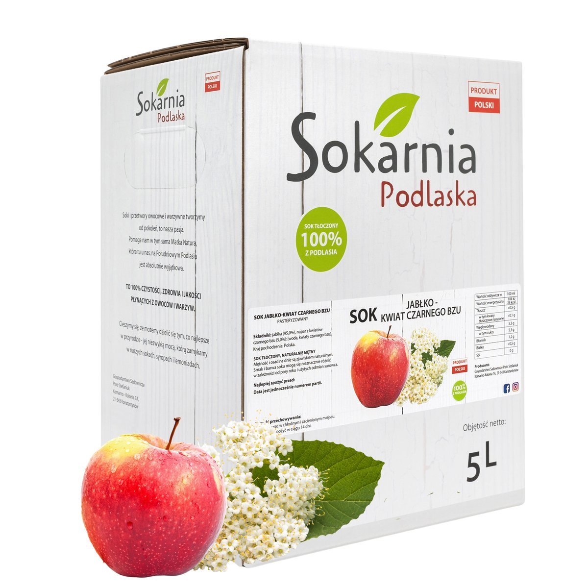 SOK Z JABŁKA I KWIATU BZU 5l Uzupełnia Zbilansowaną Dietę Doskonały Smak