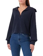 Swetry damskie - TOM TAILOR Denim Damski Sweter z dzianiny z kołnierzem 1033052, 10668 - Sky Captain Blue, L - miniaturka - grafika 1