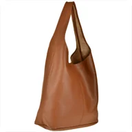 Plecaki worki - Torebka worek skórzana brąz camel shopper - miniaturka - grafika 1