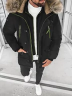Kurtki męskie - KURTKA ZIMOWA MĘSKA PARKA Z FUTERKIEM CZARNA OZONEE JB/X1045KZ - Ozonee - miniaturka - grafika 1