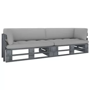 VidaXL Sofa 2-os. z palet, z poduszkami, szara, drewno sosnowe  3066627 - Sofy ogrodowe - miniaturka - grafika 1