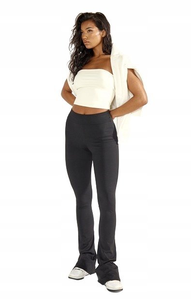 PRETTYLITTLETHING SPODNIE DZWONY CZARNE 36 EGN