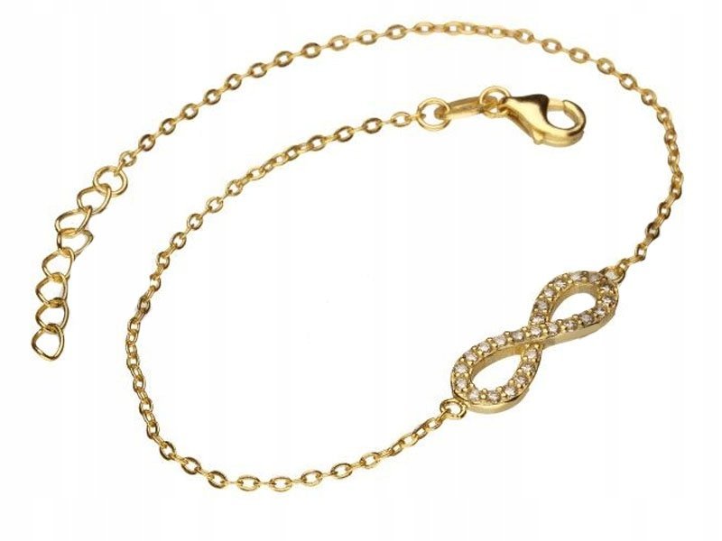 Srebrna Złocona Bransoletka 925 Nieskończoność