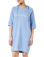 Bluzy damskie - Emporio Armani Underwear damska bluza Iconic Terry Maxi z kapturem, Periwinkle, XL, Periwinkle, XL - miniaturka - grafika 1