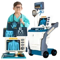 Akcesoria dla lalek - ZESTAW LEKARSKI wózek USG stacja RTG doktor 16 AKCESORIA dźwięki dla dzieci - miniaturka - grafika 1