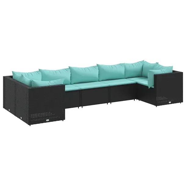 Zestaw mebli ogrodowych modularnych, czarny, rattan PE, 63 x 63 x 57,5 cm