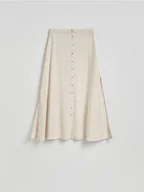 Spódnice - Reserved - Spódnica midi z dodatkiem lnu - beżowy - miniaturka - grafika 1