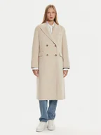 Płaszcze damskie - Tommy Hilfiger Płaszcz wełniany WW0WW42621 Beżowy Regular Fit - miniaturka - grafika 1