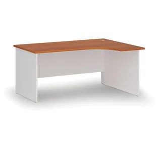 Biurko narożne PRIMO WHITE, 1600 x 1200 mm, prawe, biały/czereśnia - Biurka - miniaturka - grafika 1