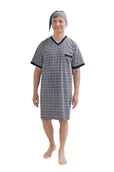 Piżamy damskie - KOSZULA NOCNA MĘSKA XL KRÓTKI RĘKAW BAWEŁNIANA DLA TATY DZIADKA W KRATKĘ SZLAFMYCA5 - miniaturka - grafika 1