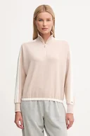 Bluzy damskie - BOSS bluza lounge damska kolor beżowy gładka 50550718 - miniaturka - grafika 1