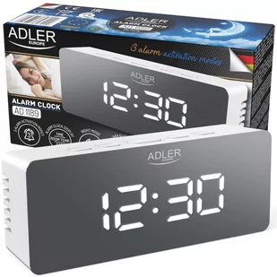 BUDZIK ZEGAR ALARM GODZINA TEMPERATURA ADLER AD1189w | White - Zegary - miniaturka - grafika 1