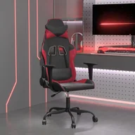 Fotele gamingowe - vidaXL Fotel gamingowy, czarno-bordowy, sztuczna skóra - miniaturka - grafika 1
