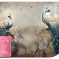 Fototapety - FOTOTAPETA DO SALONU ABSTRAKCJA PAWIE PTAKI KWIATY RÓŻE STYL RETRO 300x210 - miniaturka - grafika 1