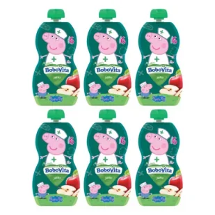 BoboVita Świnka Peppa Mus jabłko po 6 miesiącu Zgrzewka 6 x 100 g - Desery dla dzieci - miniaturka - grafika 1