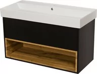 Szafki łazienkowe - Szafka łazienkowa czarna loft 98cm SPACE z umywalką - miniaturka - grafika 1