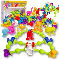 Klocki - Klocki konstrukcyjne silikonowe z przyssawkami + figurki - miniaturka - grafika 1