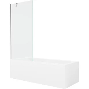 Mexen Cubik wanna prostokątna 160 x 70 cm z obudową i parawanem 1-skrzydłowym 80 cm, transparent, chrom - Wanny - miniaturka - grafika 1