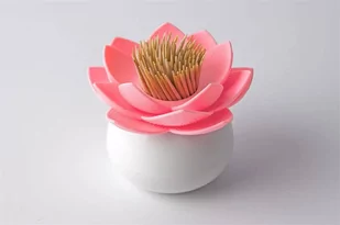 Qualy Pojemnik na wykałaczki Lotus 10156-WH-PK - Pojemniki kuchenne - miniaturka - grafika 1