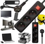 Listwy zasilające - Listwa zasilająca Bounn BOUNN listwa zasilajÄ ca antyprzepiÄciowa 3 gniazda 5 m czarna 16A - miniaturka - grafika 1